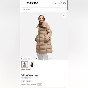 Geox Vilde Quilted Puffer Jacket in Natural